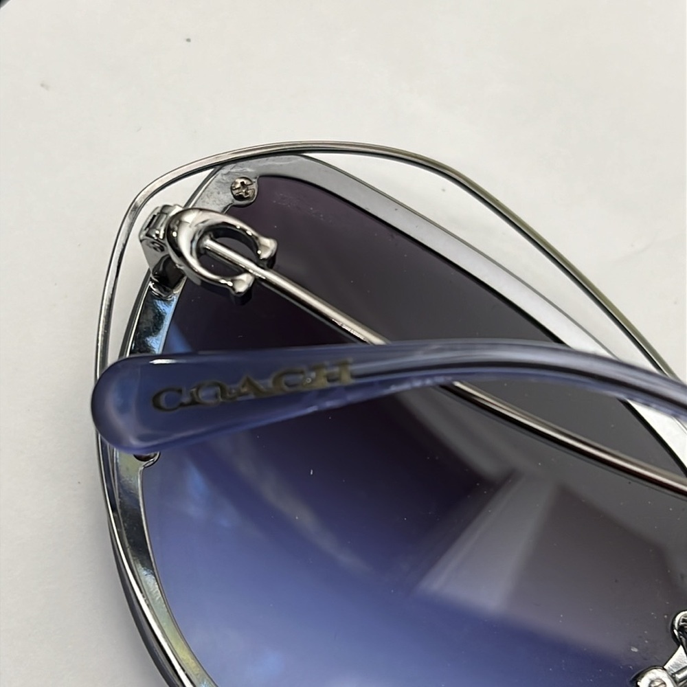 Coach Blue Grey HC 7086 90044Q Gunmetal Sunglasses with Case - Picture 10 of 13